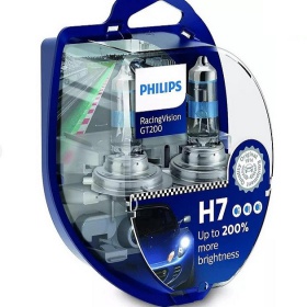 Галогеновые лампы Philips H7 12V 55W PX26D RACING VISION GT +200% (Set-2 pcs.) (12972RGTS2)