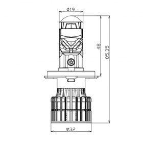 Комплект автомобильных светодиодных LED ламп-линз DECKER GL-01 6K H4 H/L, 2 шт