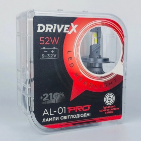 Комплект автомобильных светодиодных LED ламп DriveX AL-01 PRO HB3 9005 6000K 52W CAN, 2 шт