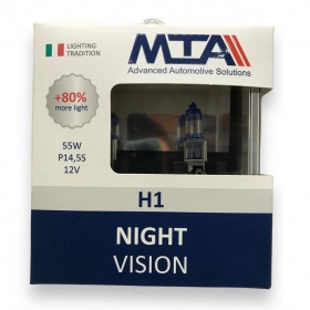Галогеновые лампы MTA H1 12V 55W P14.5S NIGHT VISION +80% (2 шт.) (60118)  - "Модная Тачка" магазин автоэлектроники