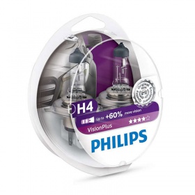 Галогеновые лампы Philips H4 12V 60/55W P43t -38 VISIONPLUS+60% (Set-2 pcs.) (12342VP-S2)