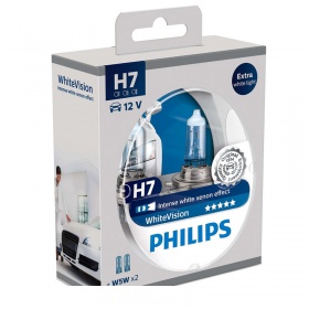 Галогеновые лампы Philips H7 12V 55W PX26D WHITE VISION+60%(4300K) 2H7+2W5W (Set - 4pc) (12972WHVSM)