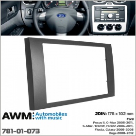Рамка переходная AWM 781-01-073 Ford Transit, Focus, C-Max, S-Max, Fusion, Fiesta, Galaxy, Kuga