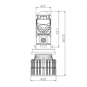 Комплект автомобильных светодиодных LED ламп-линз DECKER GL-01 H11 6K, 2 шт