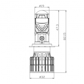 Комплект автомобильных светодиодных LED ламп-линз DECKER GL-01 H7 6K, 2 шт